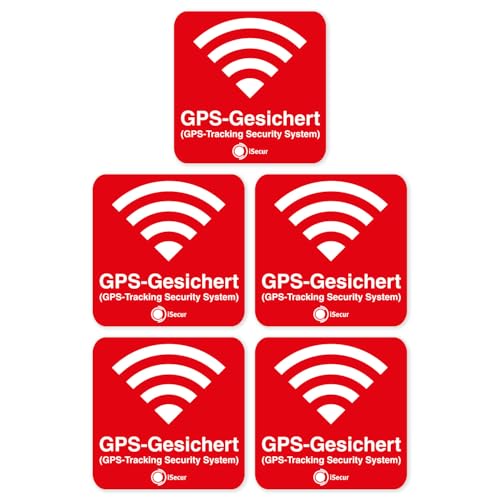 Aufkleber Alarm GPS iSecur® alarmgesichert I 40x40mm I 5 Stück I GPS-Sicherung innenklebend für Fensterscheiben I Auto Motorrad LKW Baumaschinen I hin_389 von easydruck24de