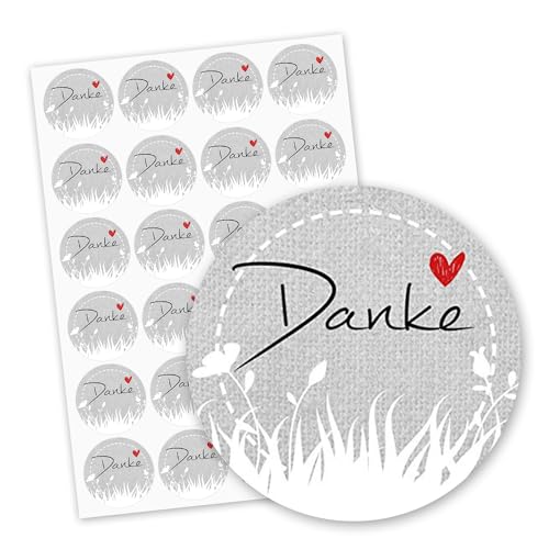 easydruck24de 24 Geschenk-Sticker Danke I dv_584 I Ø 4 cm I rund grau selbstklebend I Dankes-Aufkleber für Hochzeit Gast-Geschenk Geburtstag Taufe von easydruck24de