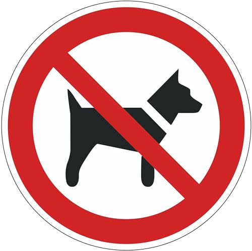 Verbotsaufkleber "P021: Mitführen von Hunden verboten", Ø 10 cm, Art. Nr. hin_137, DIN EN ISO 7010, Hinweis, Achtung, Warnhinweis, Mitführen von Hunden verboten von easydruck24de