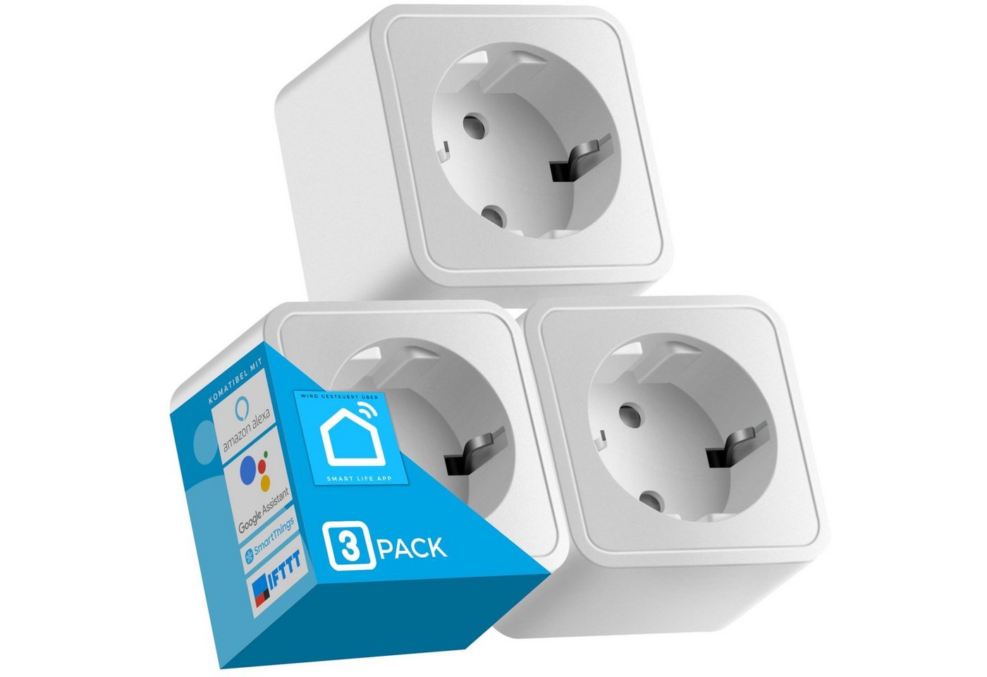 echos WLAN-Steckdose Eco-4063, max. 3680 W, Spar-Set, Steuerung per App,Alexa/ Google kompatibel,WLAN, 2.4 GHz,Max. 16A von echos