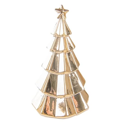 Tannenbaum Gold Höhe: 20cm Durchmesser: 12cm Weihnachten Deko Baum mit Stern Weihnachtsbaum Porzellan 1 Stück von ecosoul