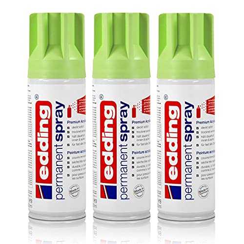 3x edding Permanent Spray pastellgrün matt 200 ml Premium Acryllack Spraydose von edding