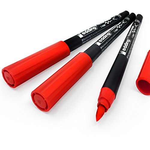 Edding 4200 Porzellan-Pinselstift, 1-4 mm, 3 Stück, Rot #2 von edding