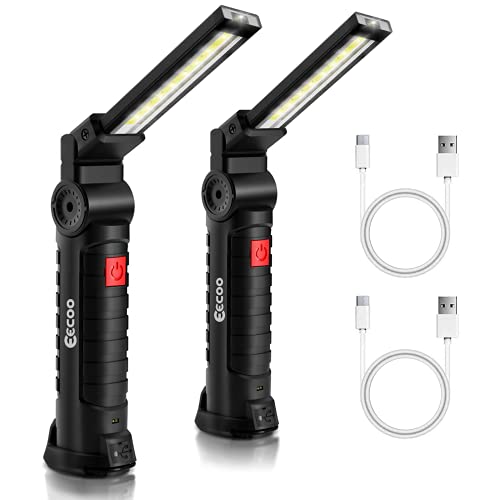 eecoo LED Arbeitsleuchte Taschenlampe COB LED Werkstattlampe Inspektionsleuchten mit Haken und Magnethalter, LED Campinglampe für Auto Reparatur Werkstatt Garage Camping Notbeleuchtung（2 Stück，Groß） von eecoo