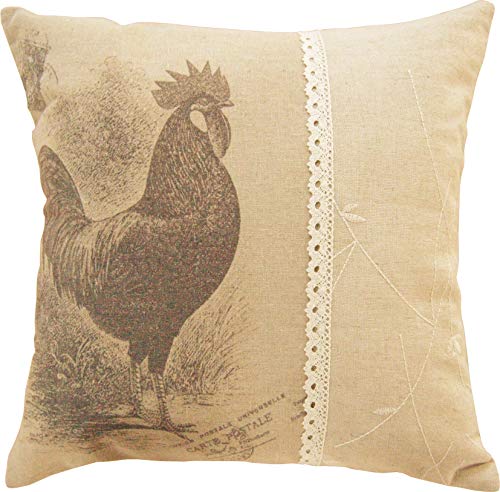 Kissen 40x40cm HAHN Druck beige Füllung Polsterkissen Dekokissen Schäfchen DEKO Huhn von elbmöbel