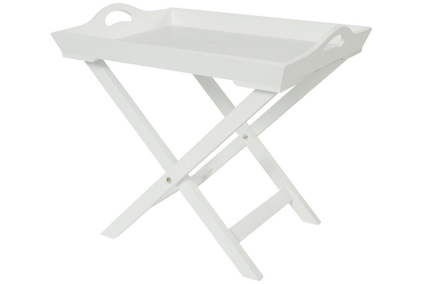 elbmöbel Tabletttisch Tablett Tisch weiß Holz (FALSCH), Beistelltisch: Tablett 57x50x41 cm weiß Cottage Stil von elbmöbel