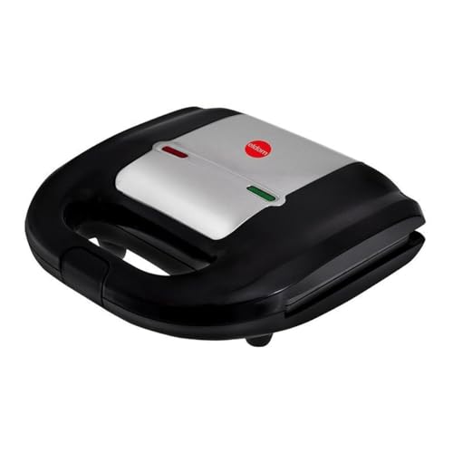 eldom ST11 Ruddy Duo Sandwichmaker | Sandwichgrill für dreieckige Toasts | mit Anti-Haft-Beschichtung | 750W | Leuchtende Betriebsanzeige | schwarz/silber von eldom