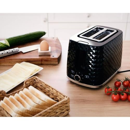 eldom TO280C tosti Toaster | 7 Röststufen | Defrost-Funktion | mit integrierten Brötchenaufsatz | Krümelschublade | 930W | Schwarz von eldom