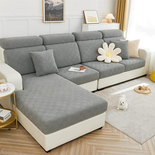 ele ELEOPTION Stretch Sofa Sitzkissenbezug,Upgraded Spandex rutschfest Sofasitzbezug,Sofabezug Couchbezug Sofa Überzug für Sofa Sitzkissen (Hellgrau,Rücklehne Bezug für Länge 80-100CM) von ele ELEOPTION