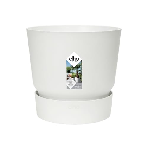 elho Greenville Rund 14 - Blumentopf für Innen und Außen - Selbstbewässerungstopf - 100% Recyceltem Plastik - Ø 14.0 x H 13.4 cm - Weiß/Weiss von elho