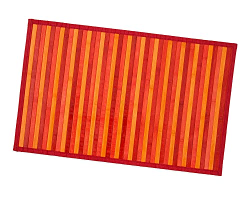 Bambus-Teppich aus Holz, für Küche, Badezimmer, Schlafzimmer, Degradé, verschiedene Größen, Frühstücksbrett, Rückseite, rutschfest, Modell: Bambus, 50 x 175 cm, Rot von emmevi