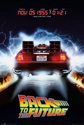 empireposter Back to The Future - Delorean - Film Poster Plakat Druck - Größe 61x91,5 cm + 2 St Posterleisten Kunststoff 62 cm transparent von empireposter