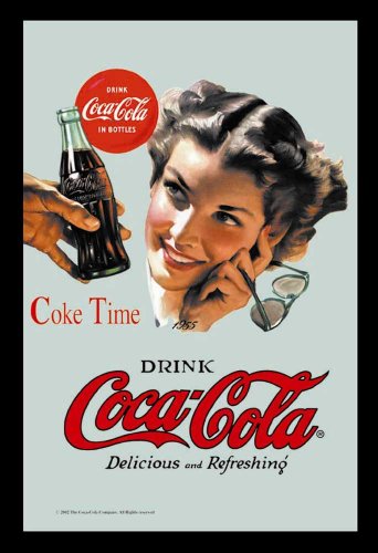 empireposter Coca Cola Coke Time - Bedruckter Spiegel mit Kunststoff Rahmen in Holzoptik, Kult-Spiegel - Grösse 20x30 cm von empireposter