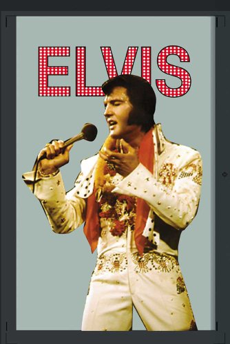 empireposter Elvis Presley Weiße Kleidung - Bedruckter Spiegel mit Kunststoff Rahmen in Holzoptik, Kult-Spiegel - Grösse 20x30 cm von empireposter