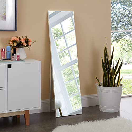 [en.casa] Standspiegel Barletta 150x35 cm Ganzkörperspiegel rechteckig Ankleidespiegel kippbar neigbar Weiß von [en.casa]