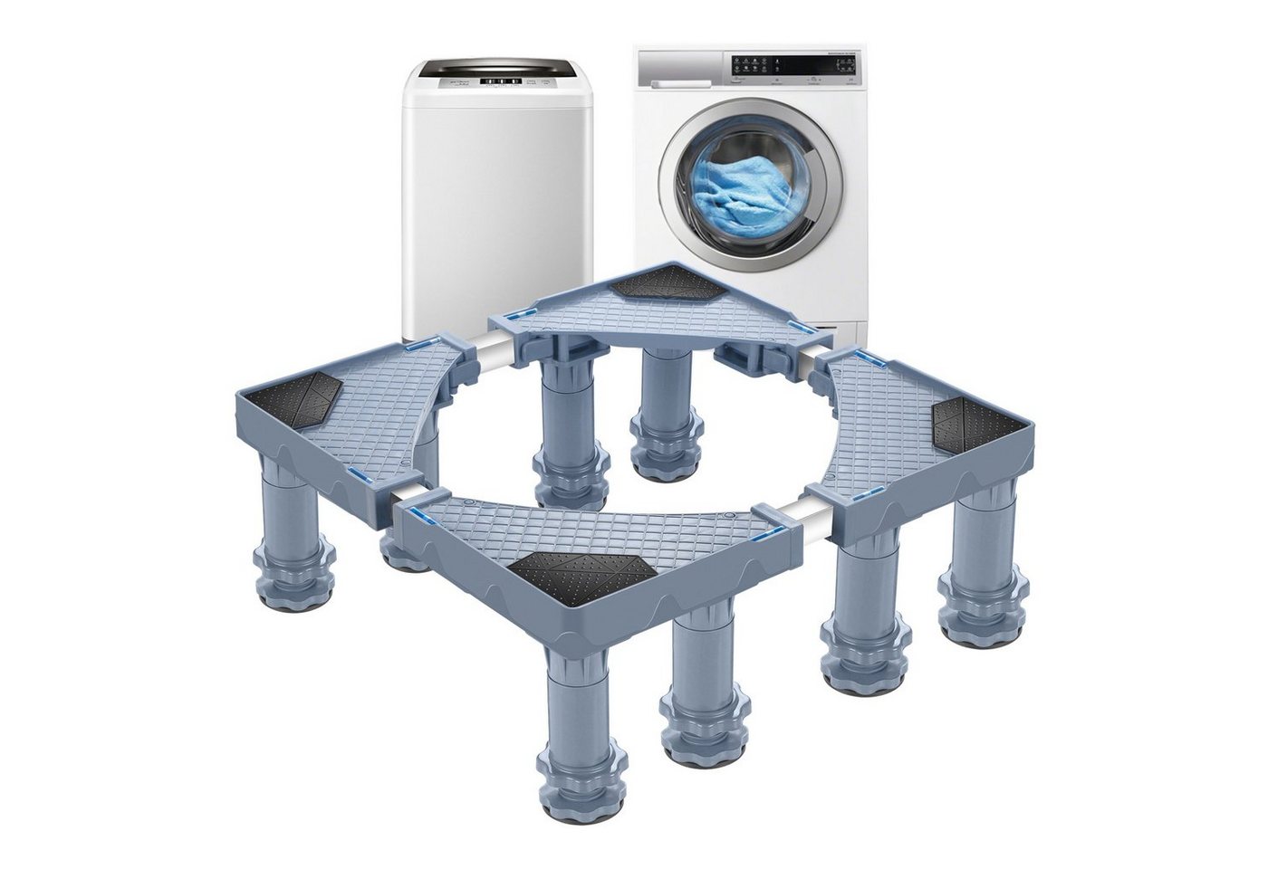 en.casa Waschmaschinenuntergestell, »Kirburg« Sockel 8 höhenverstellbare Füße bis 400 kg Grau von en.casa
