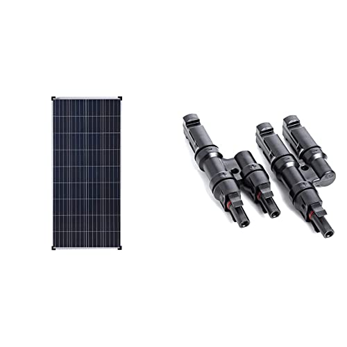 Solarv Ecoline ES160P36 Genusssolar Poly 100W 12V polykristallines Solarpanel, 160W & Offgridtec® Y-Stecker - Abzweigbuchsen (Set) kompatibel zu den gängigen Solarsteckern Stecker, 2-Fach von enjoy solar