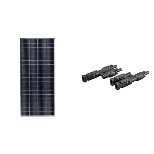 enjoy solar PERC Mono 200W 12V Solarpanel Solarmodul Photovoltaikmodul, Monokristalline Solarzelle PERC Technologie& 1 Paar Solarstecker Y Verteiler 2-fach für Parallelschaltung Solarmodul von enjoy solar