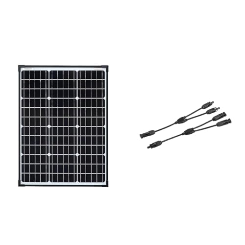 enjoy solar PERC Mono 60W 12V Solarpanel Solarmodul Photovoltaikmodul, Monokristalline Solarzelle& 1 paar Solarstecker Y Verteiler 2-Fach mit Kabelverlängerung für Parallelschaltung Solarmodul von enjoy solar