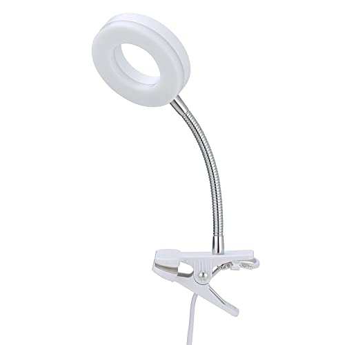 etc-shop Klemmlampe weiß Klemmleuchte Klemmlampe LED mit Stecker, Tischleuchte Leselampe, Spot beweglich, Metall, 1x LED 4W 330Lm 3000K, DxH 9x21 cm von etc-shop