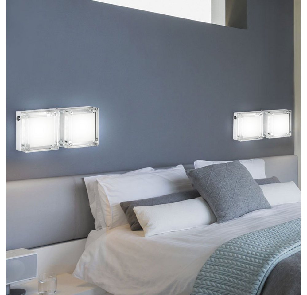 etc-shop LED Wandleuchte, LED-Leuchtmittel fest verbaut, Warmweiß, 2er Set Design LED Wand Leuchten Wohn Zimmer Beleuchtung Treppen Haus von etc-shop