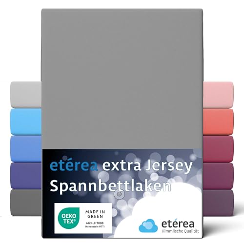 ETÉREA Jersey Boxspringbett Spannbettlaken 140x200cm - 160x220 - BIS 35CM - Bettlaken Spannbetttuch 140x200cm - 160x220m Matratzenbezug - Spannbettlaken Baumwolle - OEKOTEX Made in Green - Frost Grau von etérea Himmlische Qualität