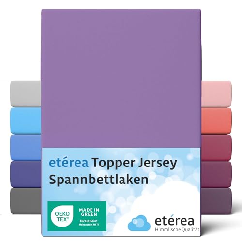 ETÉREA Jersey Topper Spannbettlaken 180x200cm - 200x200-100% Baumwolle - Bettlaken Spannbetttuch 180x200cm 200x200 Matratzenbezug - Comfort Spannbettlaken Topper Baumwolle - OEKOTEX - Violett von etérea Himmlische Qualität