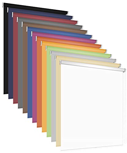 Kettenzugrollo Seitenzugrollo 13 Farben Breite 60-220 cm Stoff Blickdicht Lichtdurchlässig Wandmontage Deckenmontage Tür Fenster Rollo Vorhang Sonnenschutz Blendschutz (60 x 180 cm, Grau) von etusimo