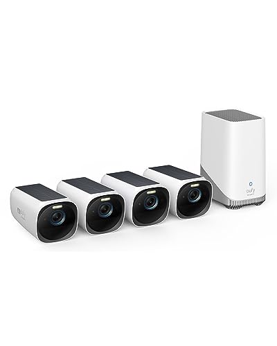 eufy Security S330 eufyCam 3, überwachungskamera aussen, 4K kabellose überwachungskamera solar 4+1 mit Gesichtserkennung K.I, Farbige Nachtsicht, Erweiterbarer Speicher 16TB, Gebührenfreie Nutzung von eufy Security