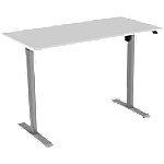 euroseats White Rechteckig Elektrisch Höhenverstellbar Sitz-Stehschreibtisch Silber Grau 1.600 x 800 x 750 - 1.235 mm von euroseats