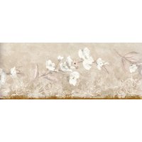 Blüten-Blumen-Tapetenbordüre | Weißer Blütenzweig Auf Grauem Hintergrund, Tapetenbordüre Vorgeklebt 15' L X 6, 8" B von ewallpaperandborder