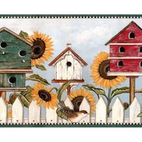 David Carter Brown Country Vogelhaus Sonnenblume Tapetenbordüre - Rustikale Bauernhaus Cottage Tapete Bordüre Wanddekoration 4 M X 10, 25 cm von ewallpaperandborder