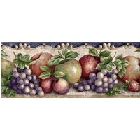 Vintage Fülle Von Obst-Apfel-Trauben-Weinblättern in Der Toskana-Landesküche-Tapetenbordüre, Vorgeklebt, 15 "L X 7' W von ewallpaperandborder