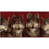 Wild Wolf Rudel Wölfe Woodland Wildlife Tier Wallpaper Bordüre, Vorgeklebt, Größe 4, 4 X 24, 5 cm von ewallpaperandborder
