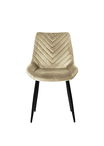 exitodesign Polsterstuhl Aron - Gepolsterter Stuhl Velvet - Esszimmerstühle - Esstisch Stühle - Stuhl Küche Wohnzimmer - Haltbares Material - Wohnzimmer Möbel - 52 x 62 x 87 cm - Beige von exitodesign