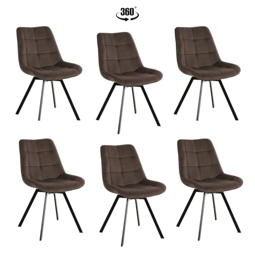 exitodesign Polsterstuhl LAPO Gepolsterter Stuhl Velvet Esszimmerstühle Esstisch Stühle Stuhl Küche Wohnzimmer 6er Set 49 x 62 x 83 cm Braun von exitodesign