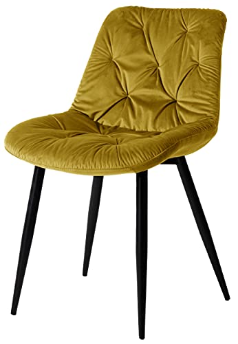 exitodesign Polsterstuhl Malmo - Gepolsterter Stuhl - Esszimmerstühle - Bürostuhl - Stuhl Küche Wohnzimmer - Bequem Praktisch - Haltbares Material - Zimmer Deko Wohnzimmer - 51x62x83cm - Curry von exitodesign