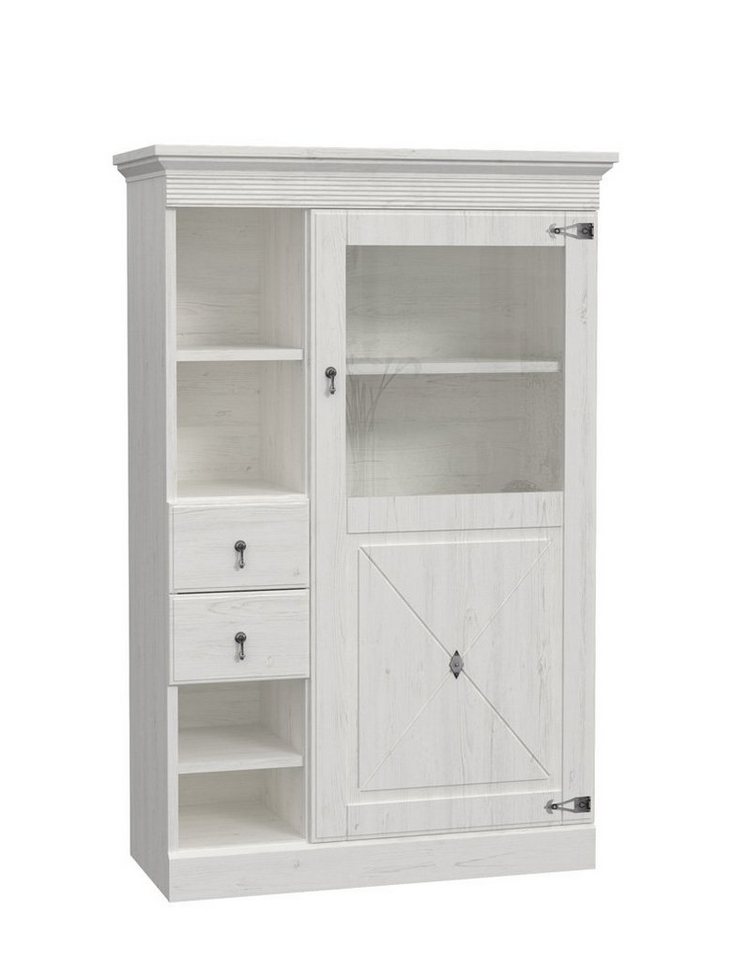 expendio Highboard Enzo 4, Pinie weiß Nb. 102x158x45 cm Landhausstil mit Softclose von expendio