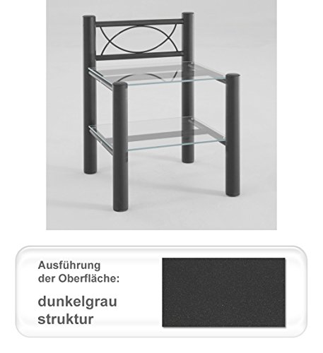 Nachttisch Jan, verschiedene Varianten, Nachtkonsole Nachtschrank Beistelltisch für Metallbett, Farben:dunkelgrau struktur von expendio