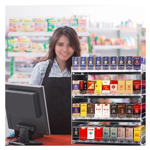 Convenience Store Zigarettenspitzen, Acryl Einzelhandel Thekenaufsatz Vitrine Für Süßigkeiten, Snacks, Werkzeuge Lagerung, Auto-Pusher-Design, Wandmontiert Vitrine ( Farbe : klar , Größe : 54.5x15x52. von ezkxoprs