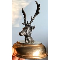 Ungewöhnliche Silber Hirsch Büste Montiert Statuette Jagdhütte Dekor Cabin Core Rustikale Deer Figur von familyjewelsatlanta
