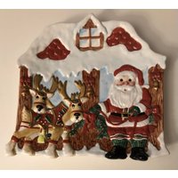 Vintage Fitz & Floyd Weihnachtsmann Und Rentiere Figural Servierplatte Handbemalter Ff Essentials Weihnachtsteller Canape Plate Weihnachtsverkauf von familyjewelsatlanta
