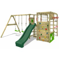 Klettergerüst Spielturm ActionArena mit Schaukel & Rutsche, Gartenspielgerät mit Leiter & Spiel-Zubehör - grün - Fatmoose von fatmoose