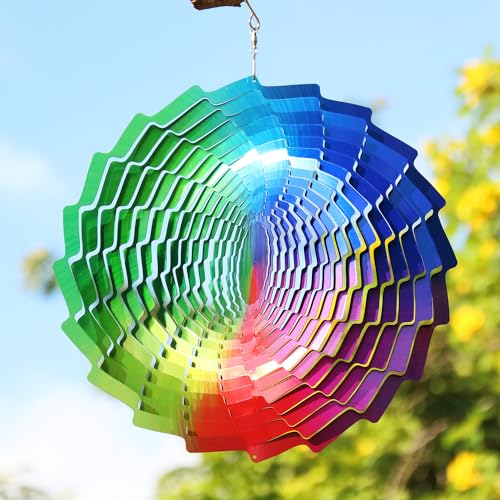 3D Mandala Windspiel Edelstahl Windspiel 30cm Bunte Rotierendes Windspiel brillianten Farben für Outdoor Indoor Wohnzimmer Fenster Korridor Yard Gartendekoration von fengman123