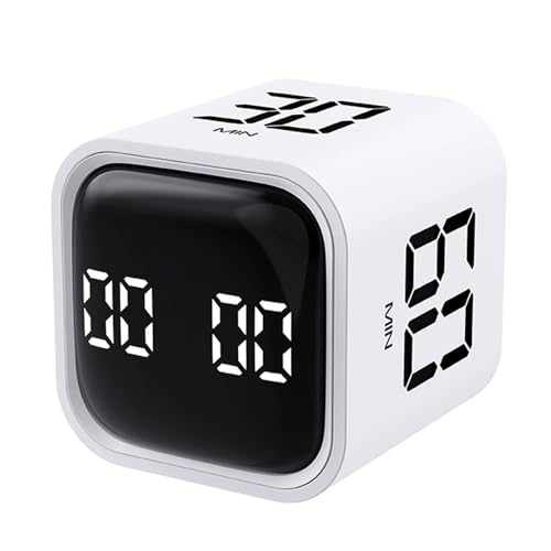 Digital Cube Timer, Küchentimer Schwerkraftsensor Flip Digital Timer, Fokus Timer, Silent & Alarm, für Arbeit, Studium, Aufgabe, Meeting, Produktivität, ADHD, Büro (Weiß) von fesoklaf