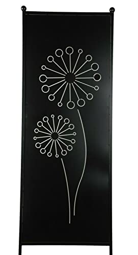 finehomegarden Stele Metall schwarz matt Sichtschutz XXL Pusteblume H205xB64cm Windschutz Garten Dekowand von finehomegarden