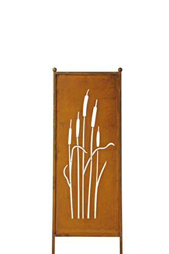 finehomegarden Stele Edelrost Sichtschutz Schilfkolben H165cm B52cm Windschutz Rost Dekowand von finehomegarden