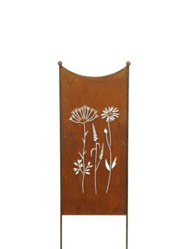 finehomegarden Stele Metall Edelrost Sichtschutz Wildblume Windschutz Dekowand B52cm H165cm von finehomegarden