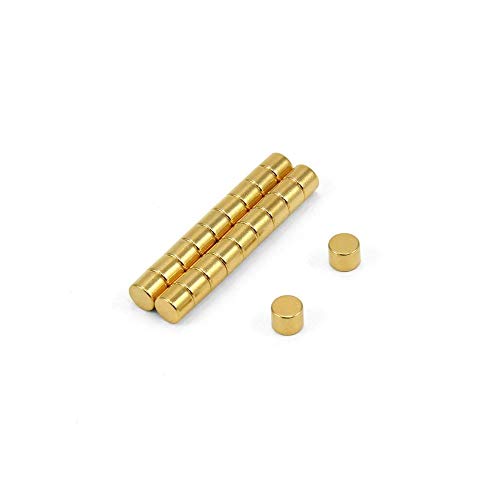 First4magnets F0504G-20 5mm Durchmesser x 4mm dicken N35 Neodym-Magneten - 0,66 kg ziehen (Gold plattiert) (Packung mit 20), Silver, 25 x 10 x 3 cm, Stück von first4magnets