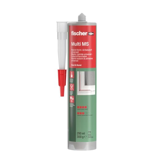 fischer Multi MS Kleb- und Dichtstoff, wasserfester Montagekleber für elastische Verklebungen, MS-Polymer für viele Anwendungen & Untergründe, 290 ml, grau von fischer